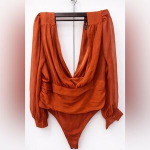 Fashion Nova Rust Bodysuit NWOT